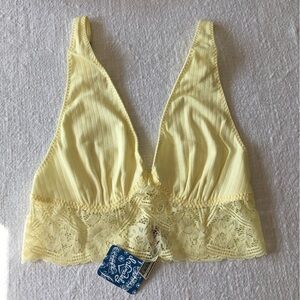 Free People Teegan Bralette Daybreak Yellow Lace New NWT small